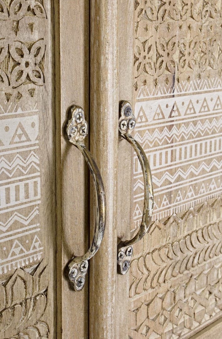 Credenza "Mayra" con struttura in legno di mango, decorazioni a mano, stile naturale - 26