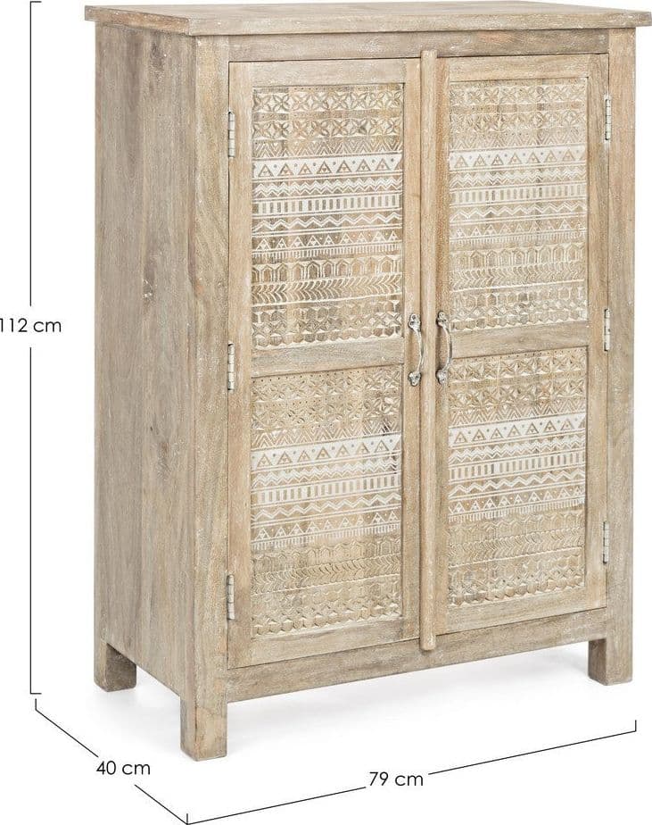 Credenza "Mayra" con struttura in legno di mango, decorazioni a mano, stile naturale - 33