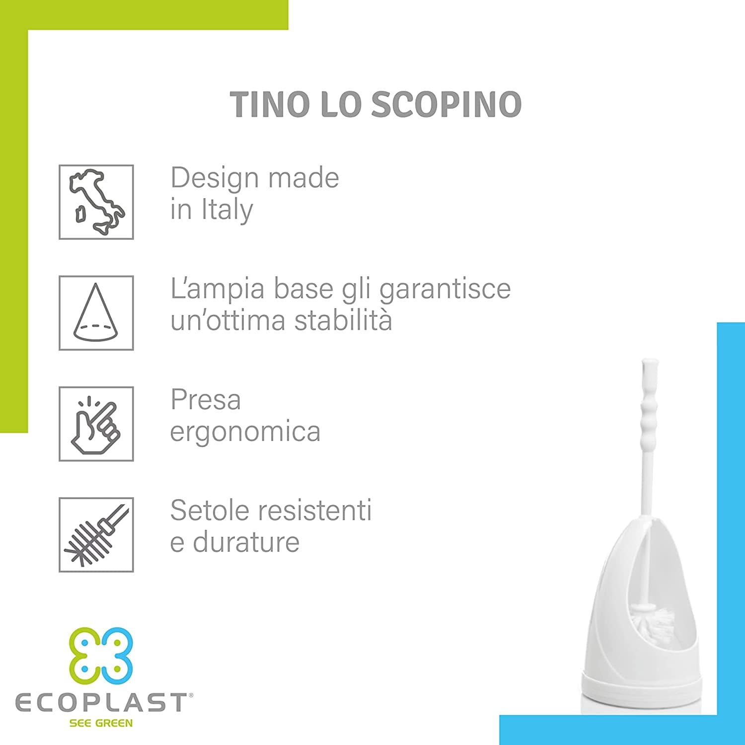 Scopino economico per wc in plastica con setole in nylon e base h 38 cm in Scopini e porta scopini Decor Space - Altamura, commercioVirtuoso.it