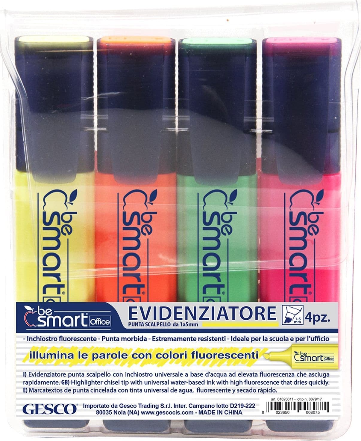 Evidenziatori fluorescenti "Neon" con punta a scalpello per scuola, studio ed ufficio - 2