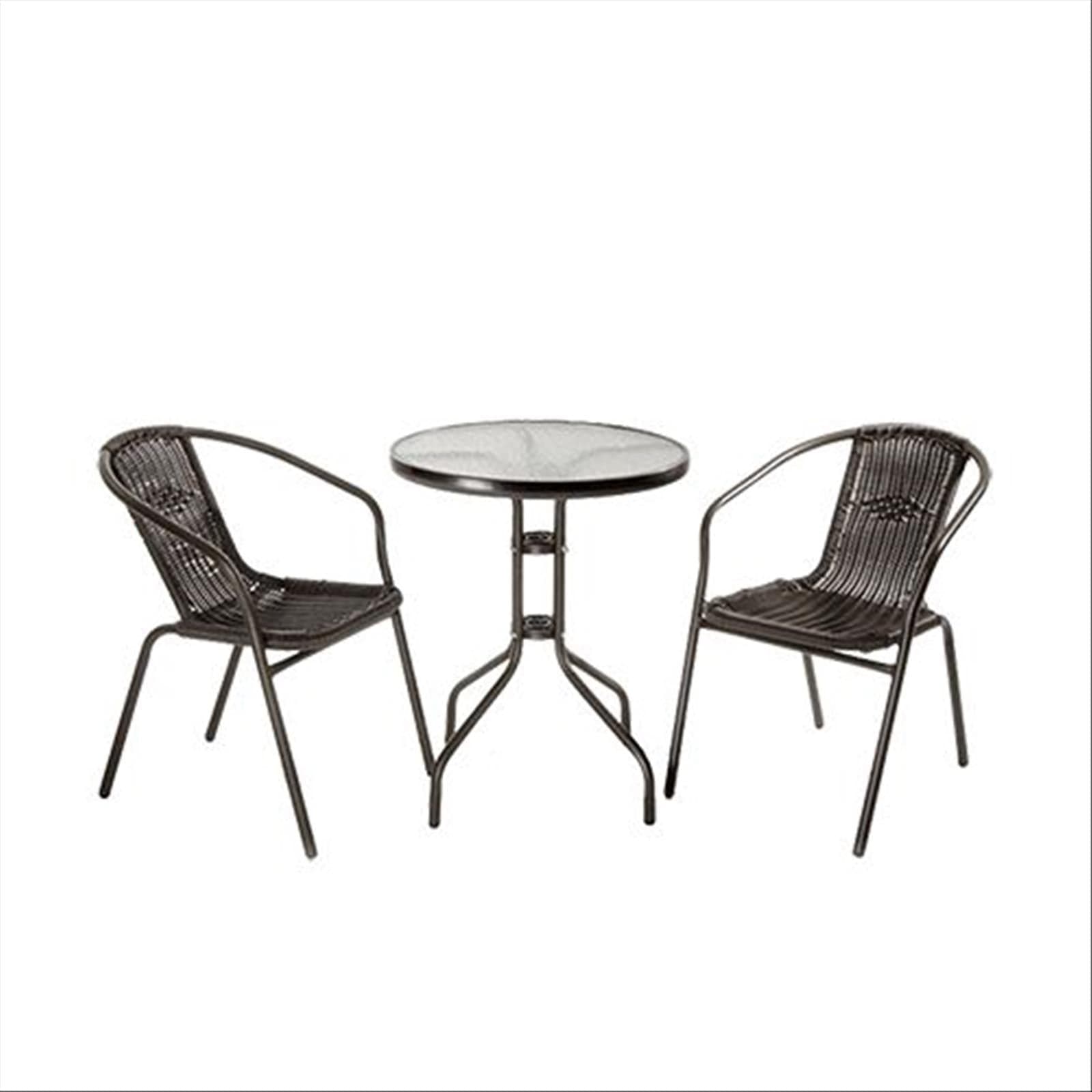 Tavolo e sedie in metallo e polyrattan "achille" - 4