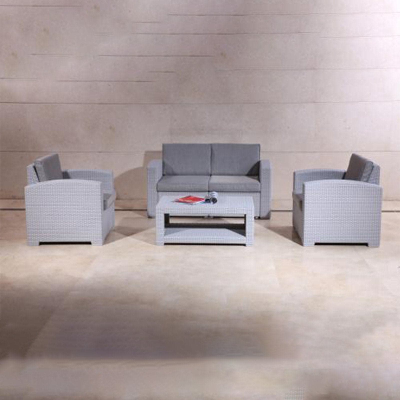 Salottino "Mauritius" in resina effetto polyrattan de esterno per giardino, veranda e balcone in Set di mobili Decor Space - Altamura, commercioVirtuoso.it