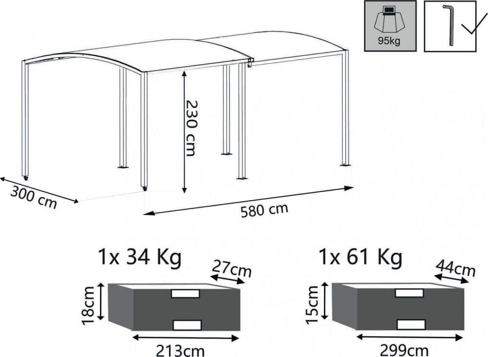 Gazebo estensibile "Cancun" 3 x 6 mt con struttura in alluminio e copertura in poliestere grigio in Gazebo Decor Space - Altamura, commercioVirtuoso.it