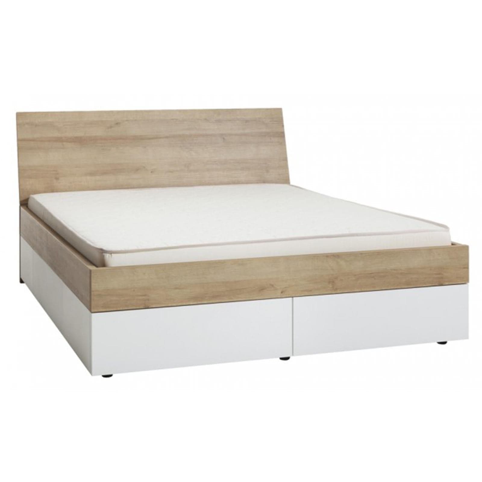 Letto moderno matrimoniale con 4 cassetti struttura telaio rovere e bianco con spalliera in Letti Decor Space - Altamura, commercioVirtuoso.it
