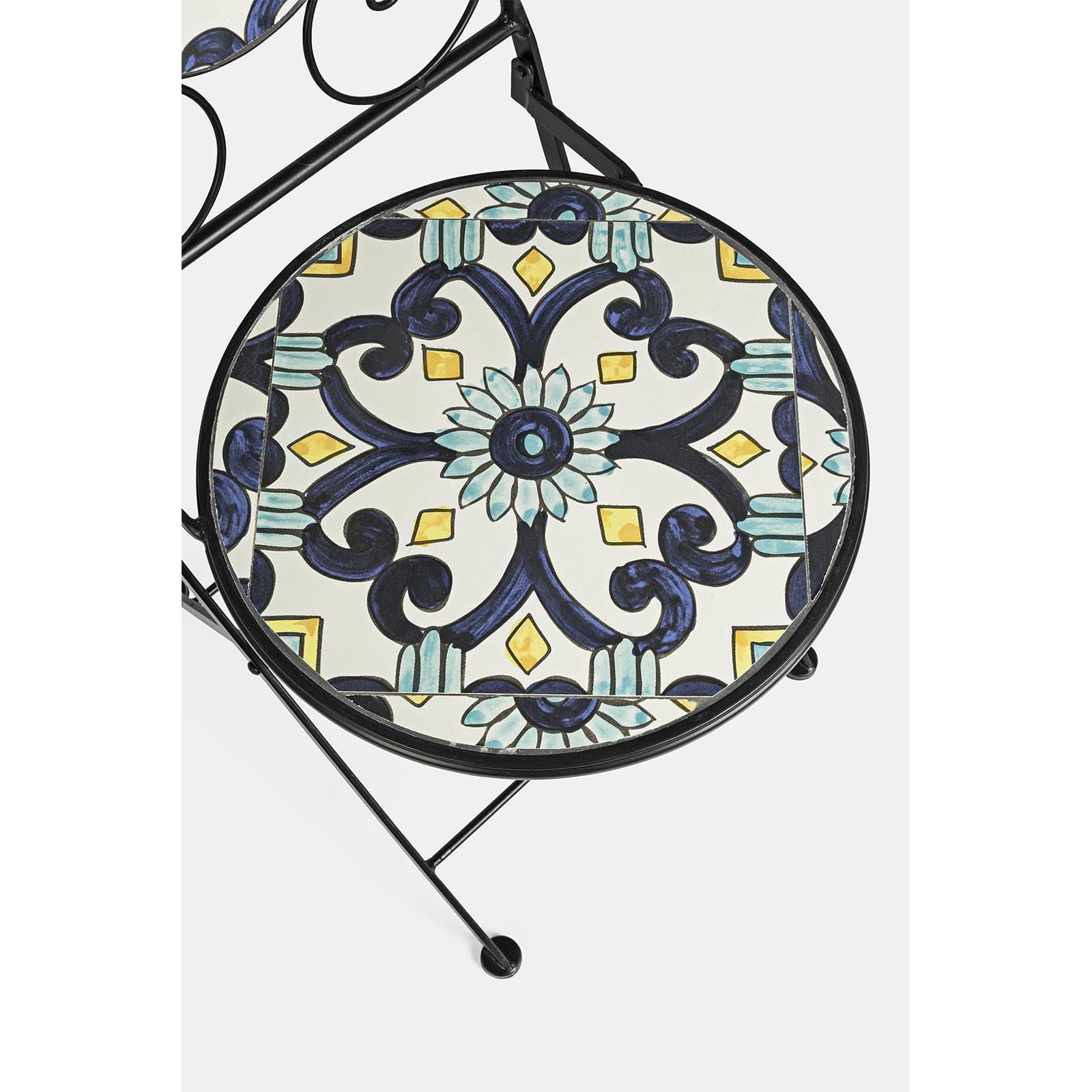 Set "Positano'' Tavolino tondo con 2 sedie in acciaio verniciato a polvere per giardino e bar finitura opaca in Tavoli standard Decor Space - Altamura, commercioVirtuoso.it