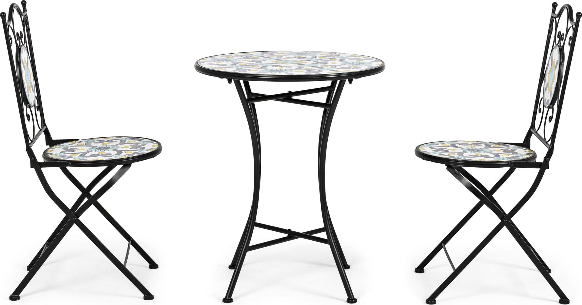 Set "Positano'' Tavolino tondo con 2 sedie in acciaio verniciato a polvere per giardino e bar finitura opaca Giardino e giardinaggio/Arredamento da giardino e accessori/Tavoli e tavolini/Tavoli standard Decor Space - Altamura, Commerciovirtuoso.it