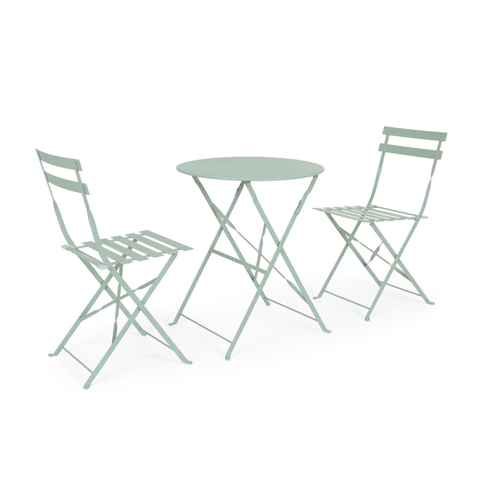 Set "Bistrot Wissant" Tavolino tondo con sedie colorate in acciaio verniciato a polvere per giardino e bar finitura opaca - 26