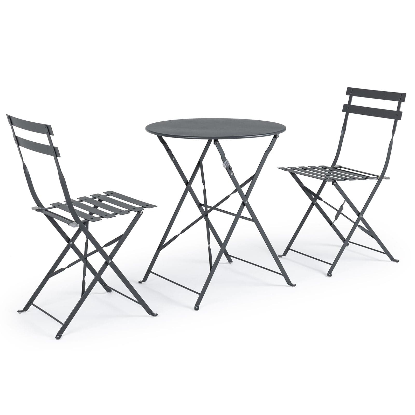 Set "Bistrot Wissant" Tavolino tondo con sedie colorate in acciaio verniciato a polvere per giardino e bar finitura opaca in Tavoli standard Decor Space - Altamura, commercioVirtuoso.it