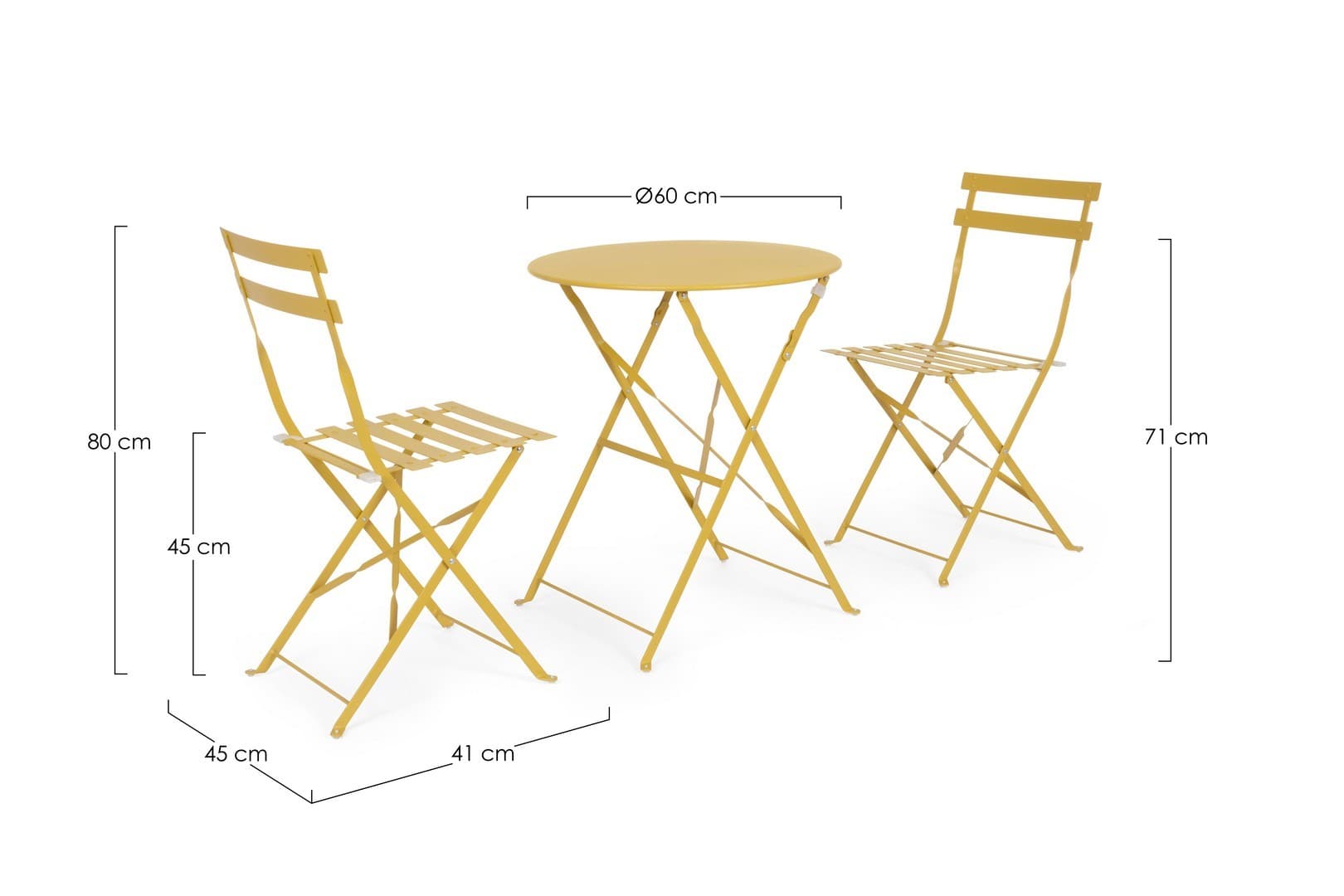 Set "Bistrot Wissant" Tavolino tondo con sedie colorate in acciaio verniciato a polvere per giardino e bar finitura opaca in Tavoli standard Decor Space - Altamura, commercioVirtuoso.it
