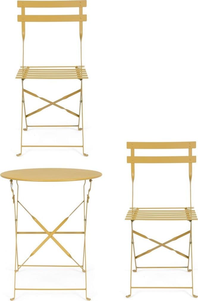 Set "Bistrot Wissant" Tavolino tondo con sedie colorate in acciaio verniciato a polvere per giardino e bar finitura opaca - 22
