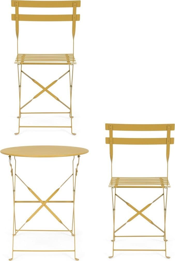 Set "Bistrot Wissant" Tavolino tondo con sedie colorate in acciaio verniciato a polvere per giardino e bar finitura opaca - 23