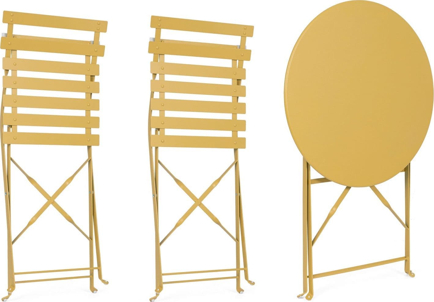 Set "Bistrot Wissant" Tavolino tondo con sedie colorate in acciaio verniciato a polvere per giardino e bar finitura opaca - 28
