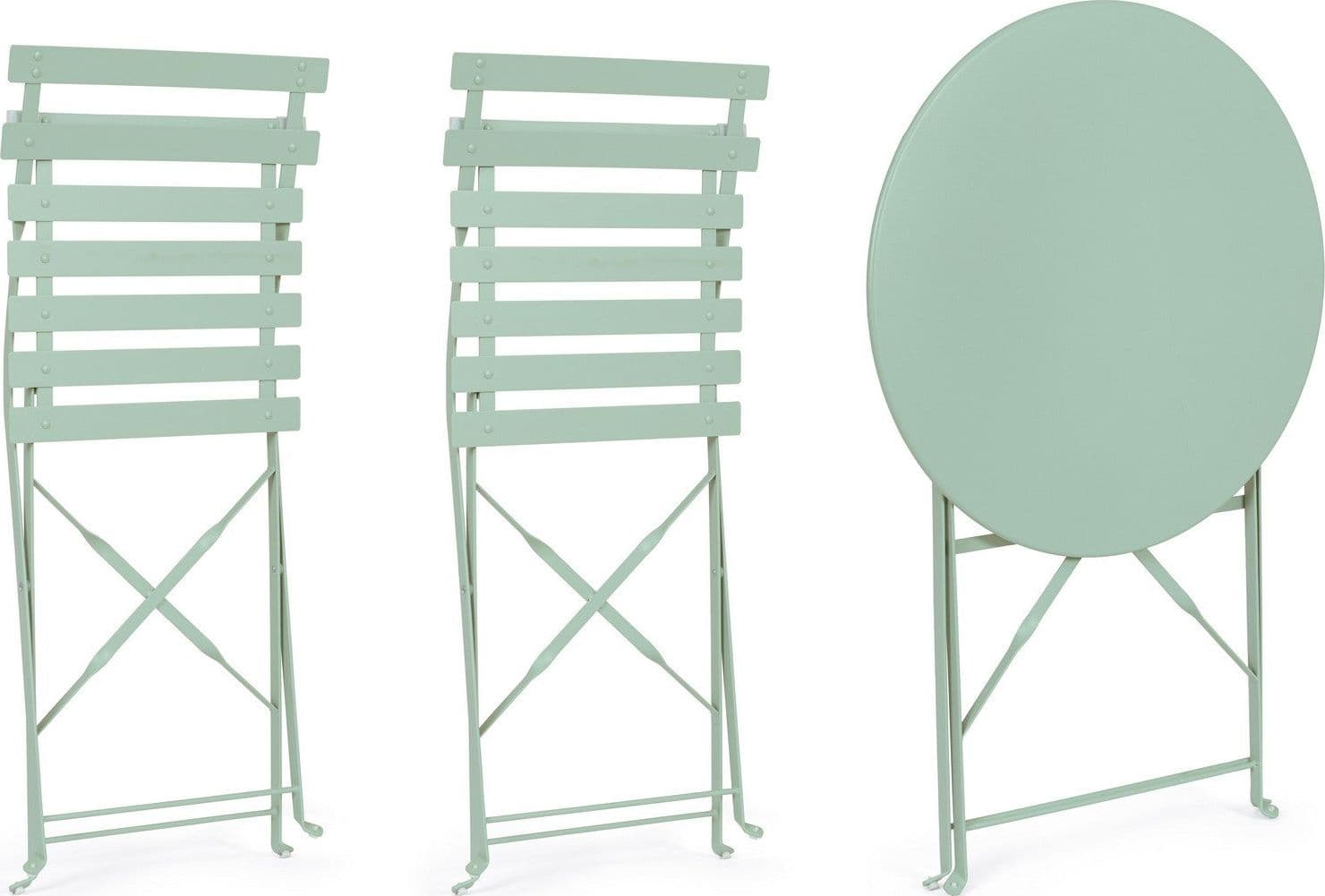 Set "Bistrot Wissant" Tavolino tondo con sedie colorate in acciaio verniciato a polvere per giardino e bar finitura opaca - 30