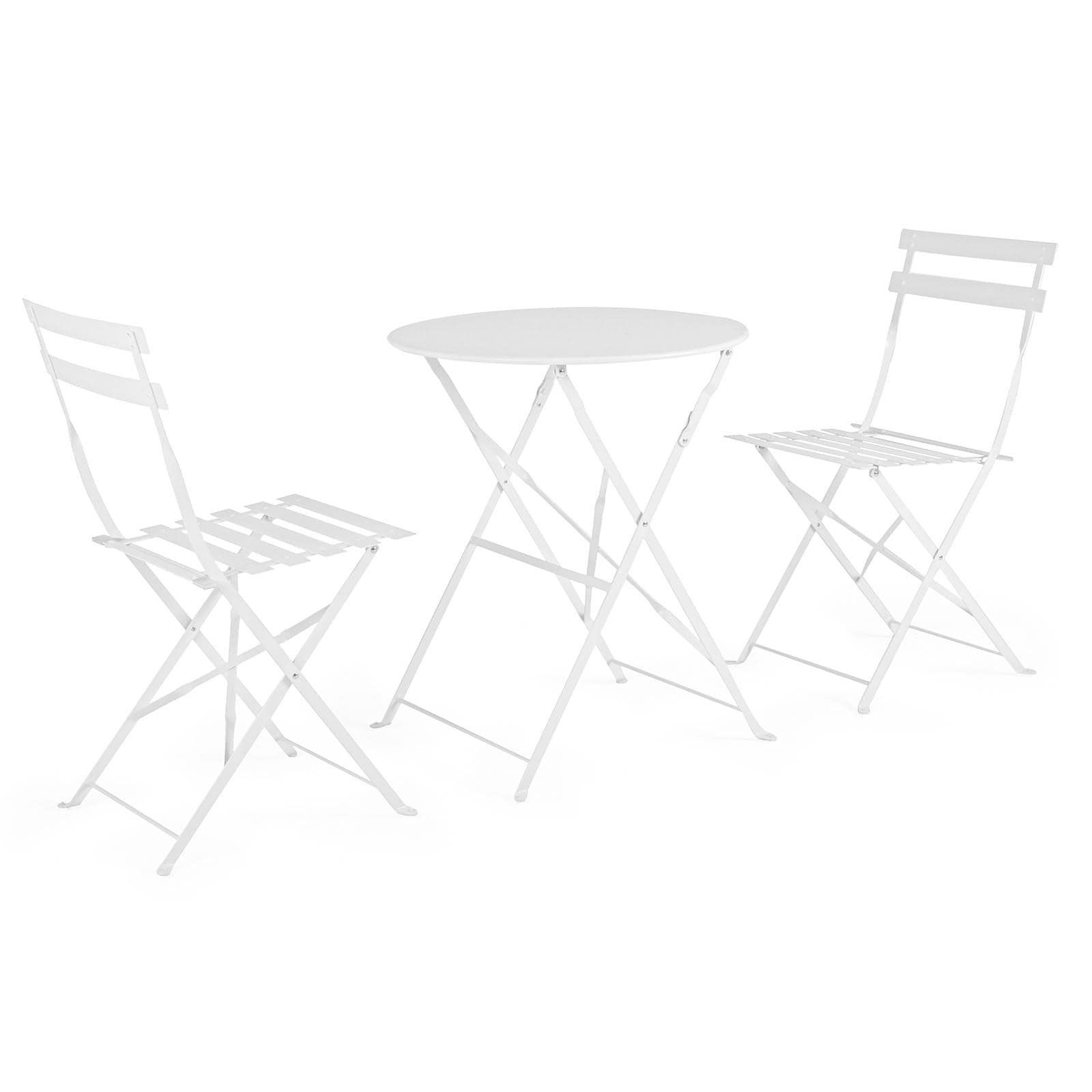 Set "Bistrot Wissant" Tavolino tondo con sedie colorate in acciaio verniciato a polvere per giardino e bar finitura opaca in Tavoli standard Decor Space - Altamura, commercioVirtuoso.it