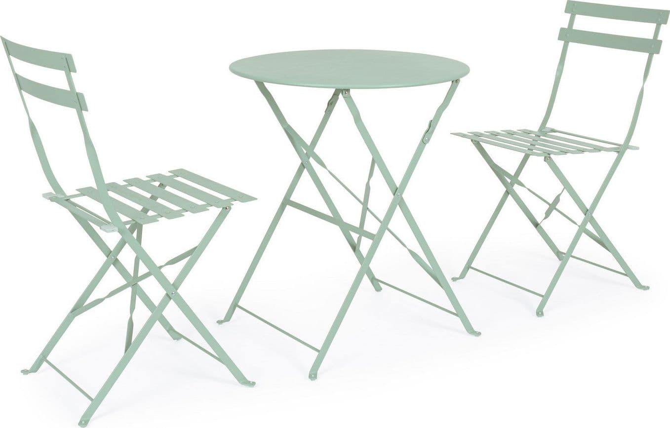 Set "Bistrot Wissant" Tavolino tondo con sedie colorate in acciaio verniciato a polvere per giardino e bar finitura opaca - 32