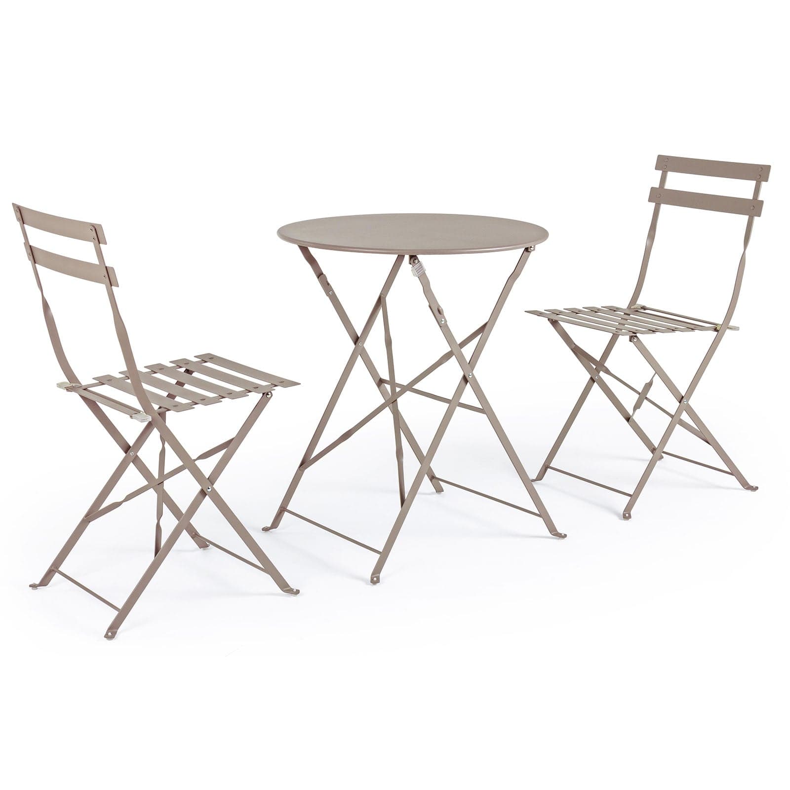 Set "Bistrot Wissant" Tavolino tondo con sedie colorate in acciaio verniciato a polvere per giardino e bar finitura opaca in Tavoli standard Decor Space - Altamura, commercioVirtuoso.it