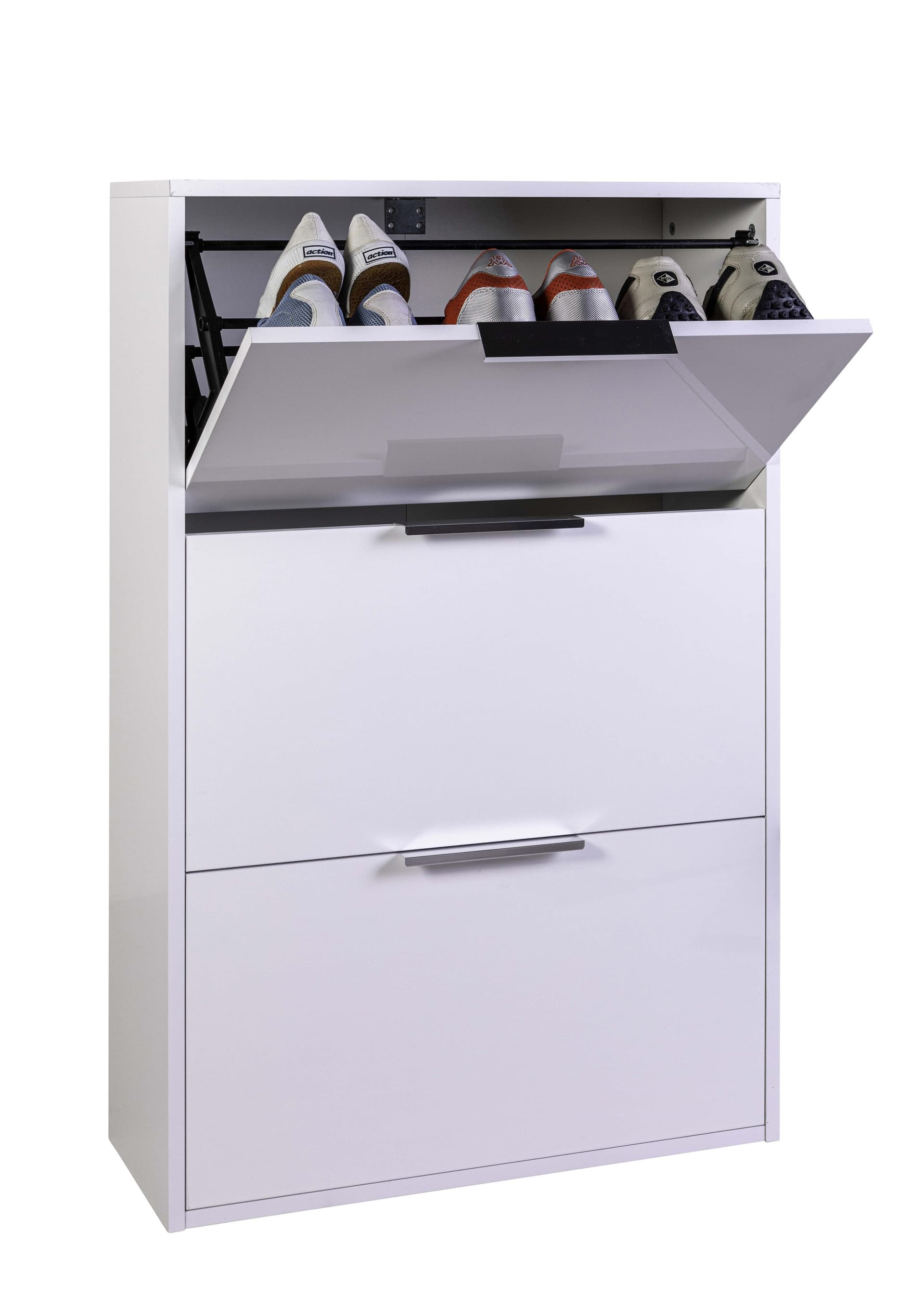 Scarpiera doppia profondità Moderna in legno 3 ripiani bianco laccato h 100 cm arredamento da interno in Scarpiere Decor Space - Altamura, commercioVirtuoso.it