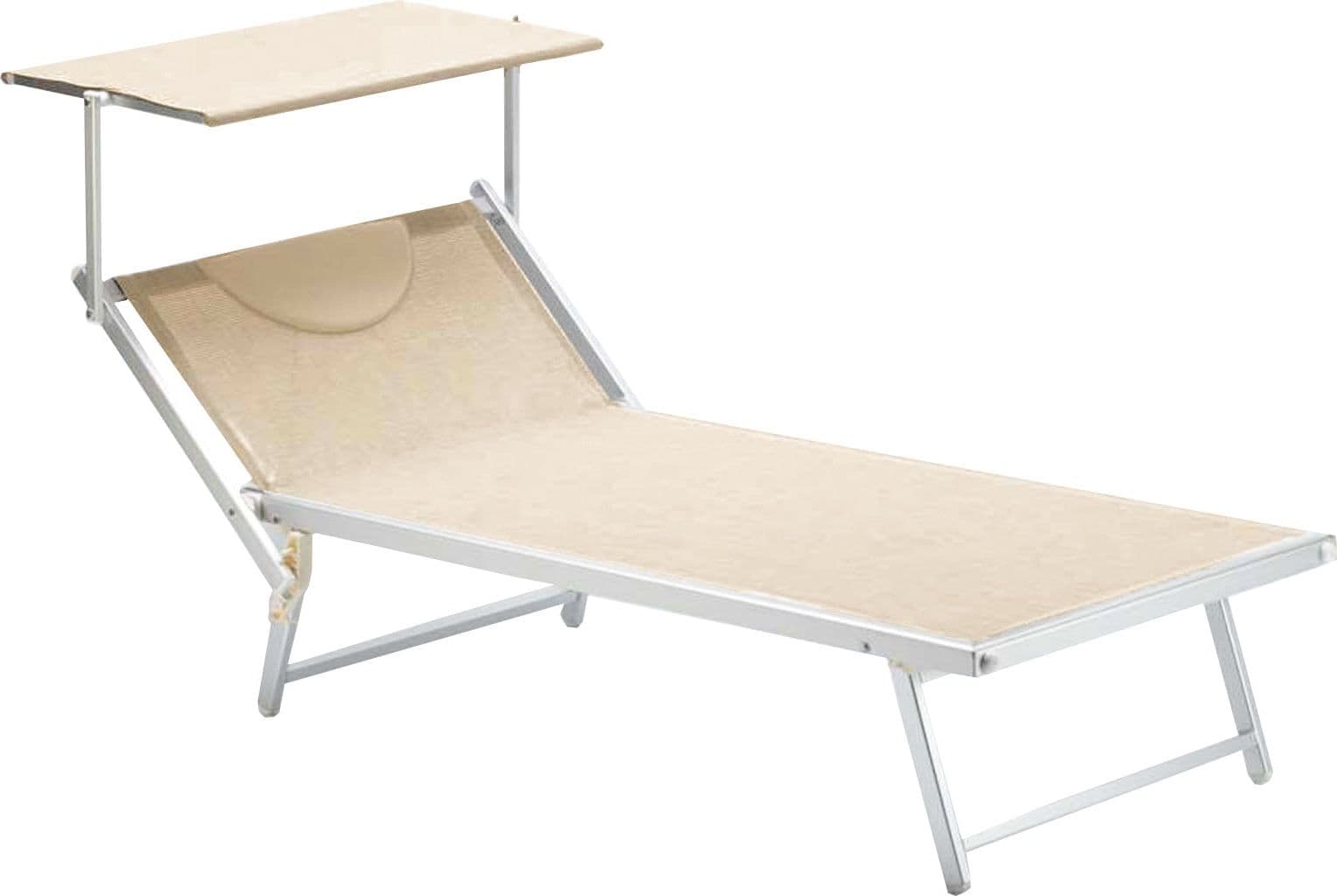 Lettino prendisole con tettuccio "Cefalù XXL" in alluminio da giardino – Confezione da 1 pezzo, Beige – Mi.lo Srl – tavolo