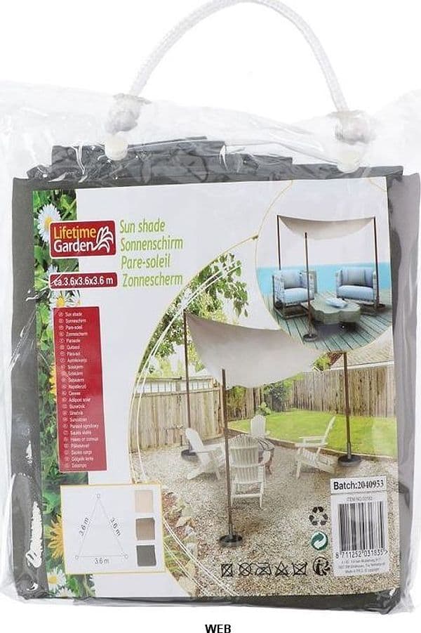 Tenda telo parasole triangolare per esterno giardino 3.6m Giardino e giardinaggio/Arredamento da giardino e accessori/Ombrelloni tende e tettucci parasole/Gazebo Decor Space - Altamura, Commerciovirtuoso.it