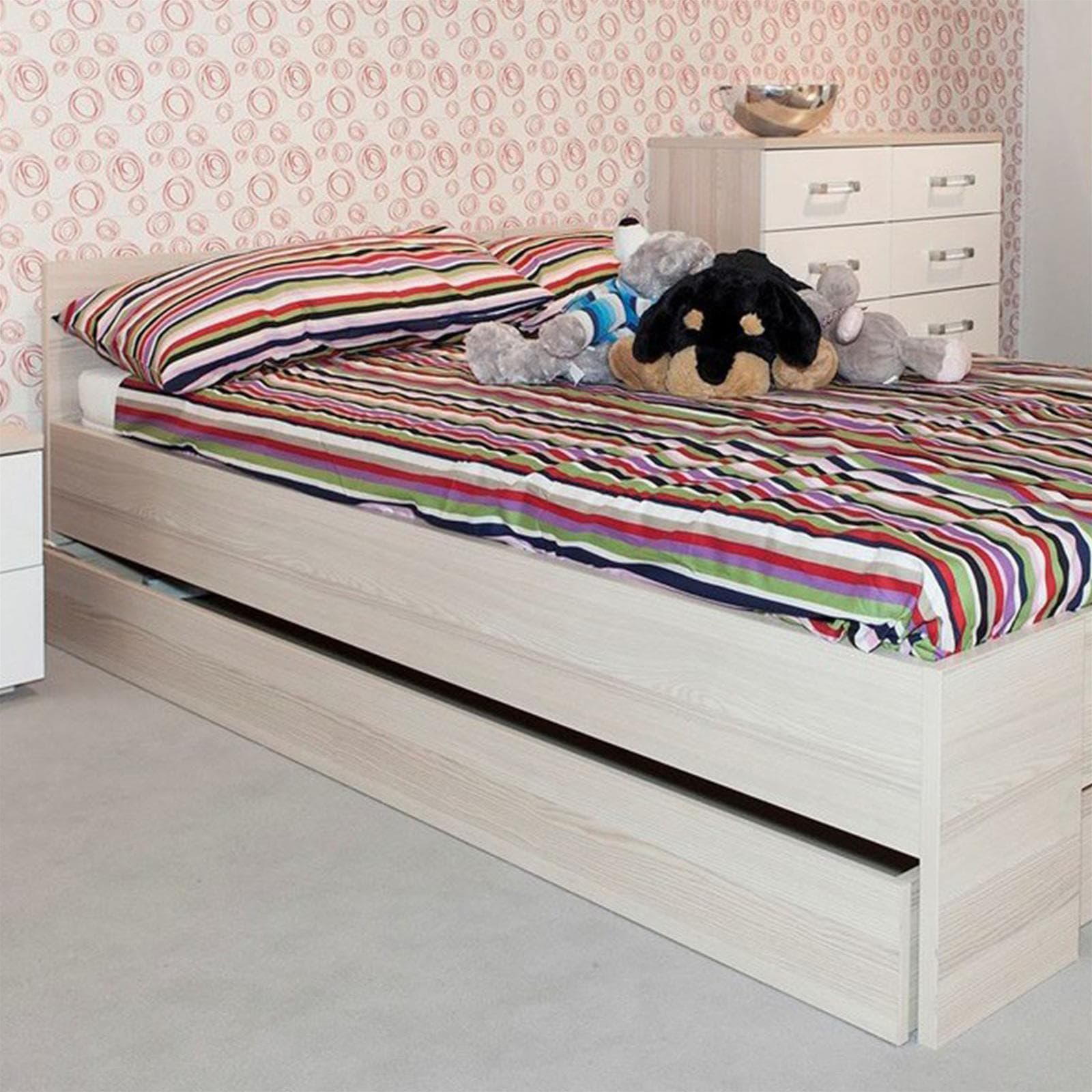 Letto singolo 1 piazza struttura telaio in legno color frassino spalliera Casa e cucina/Arredamento/Camera da letto/Materassi e basi letto/Materassi Decor Space - Altamura, Commerciovirtuoso.it