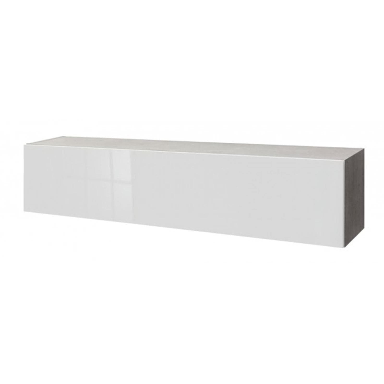 Pensile soggiorno orizzontale cemento con anta a ribalta bianco laccato 110 cm in Mensole da muro Decor Space - Altamura, commercioVirtuoso.it