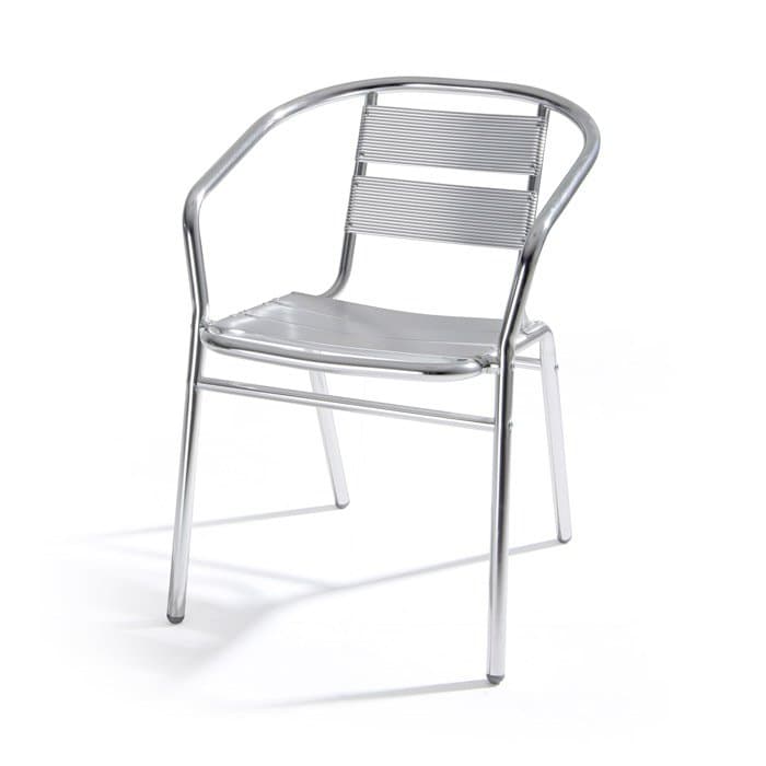 Poltrona in alluminio con braccioli impilabile da bar e ristoranti h 74 cm in Sedie per tavolo da giardino Decor Space - Altamura, commercioVirtuoso.it