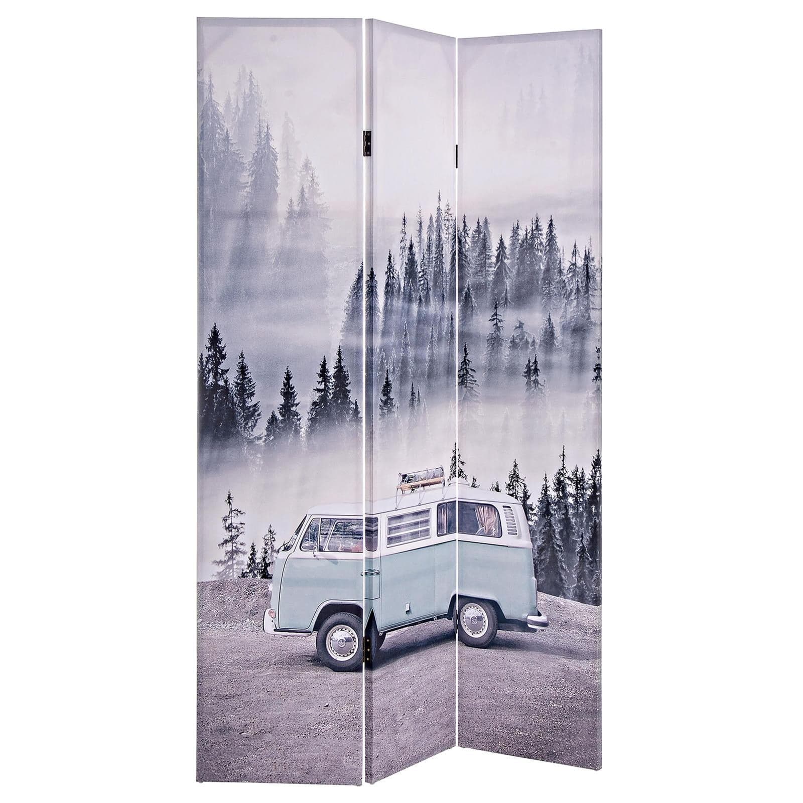 Paravento separè 3 pannelli "Minivan" stampa su tela in legno 120 x 180 cm