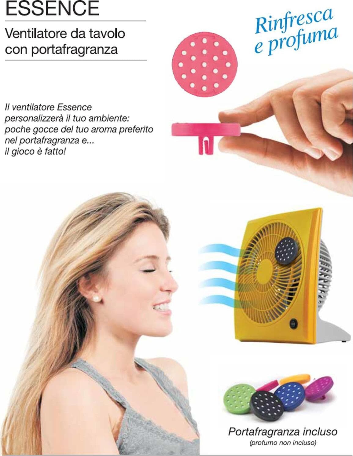 Ventilatore Da Tavolo Pavimento 23cm 2 Velocita 35w Con Porta Essence Fraganza Colori Fai da te/Prodotti per la costruzione/Riscaldamento e raffreddamento/Sistemi mobili di climatizzazione/Ventilatori/Ventilatori da tavolo Decor Space - Altamura, Commerciovirtuoso.it