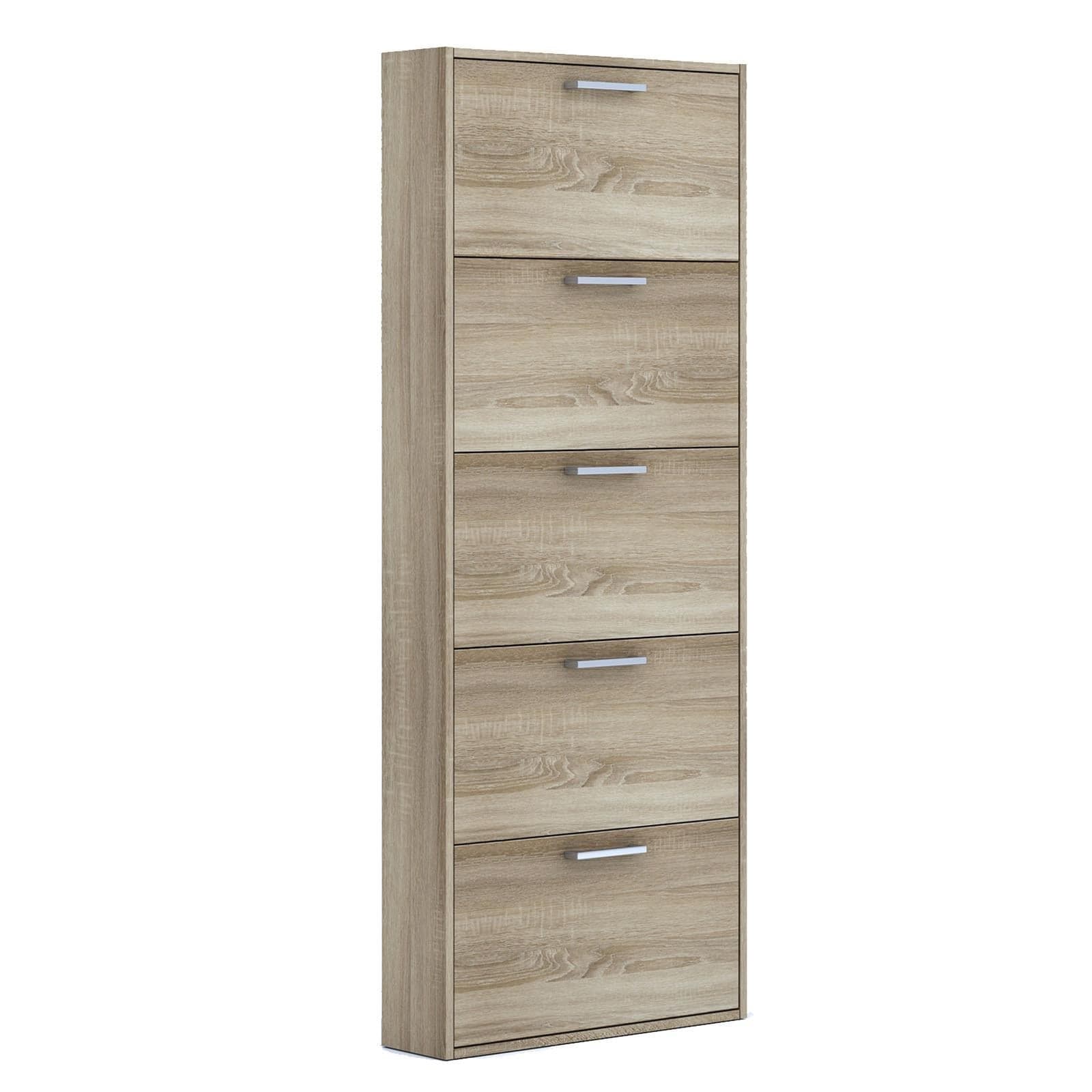 Scarpiera slim in legno 5 ante ripiani rovere naturale h 164 cm da interno in Scarpiere Decor Space - Altamura, commercioVirtuoso.it