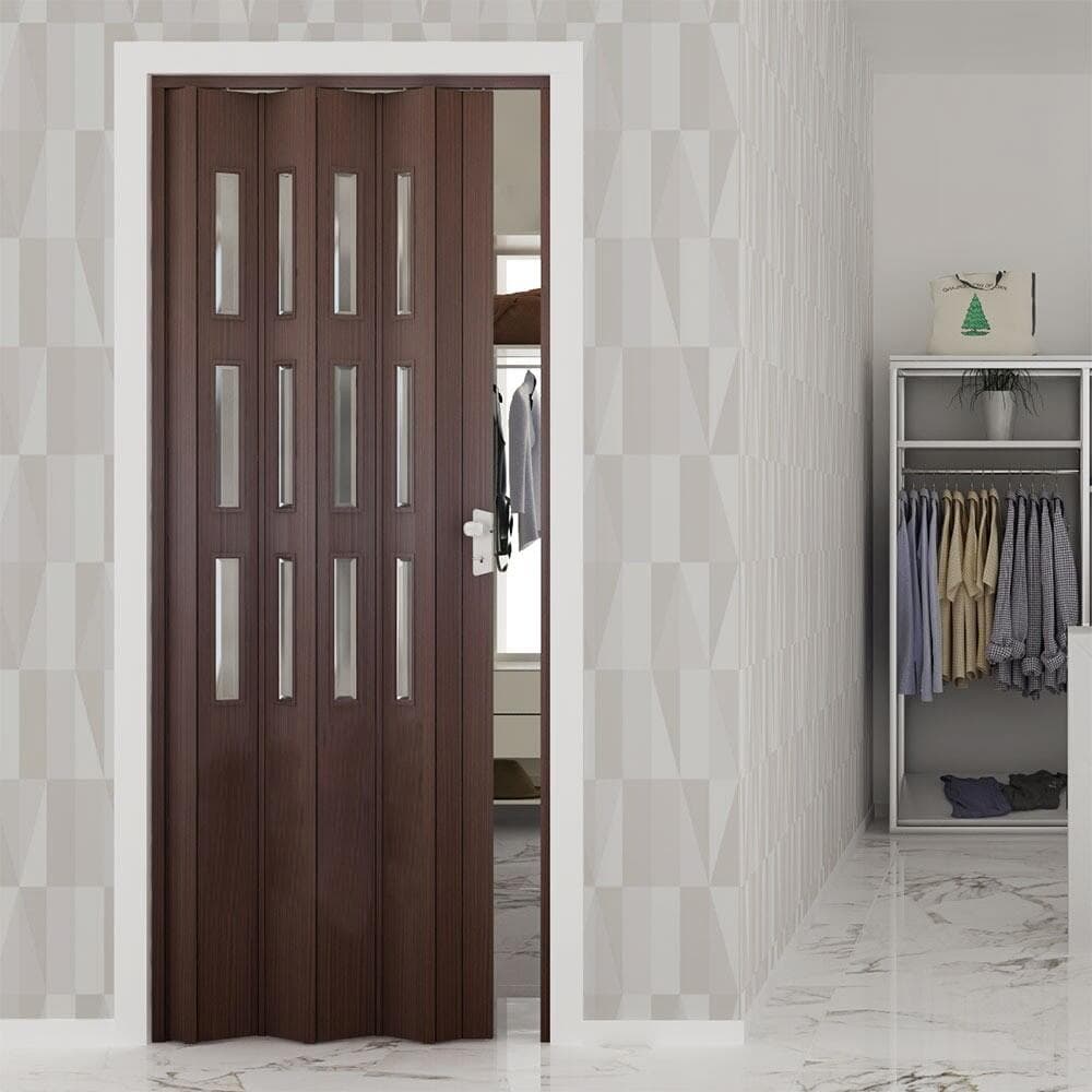 Porta a soffietto "Luciana con Vetri" da Interno 88,5 x h 214 cm in PVC "Made in Italy" in Porte a soffietto Decor Space - Altamura, commercioVirtuoso.it