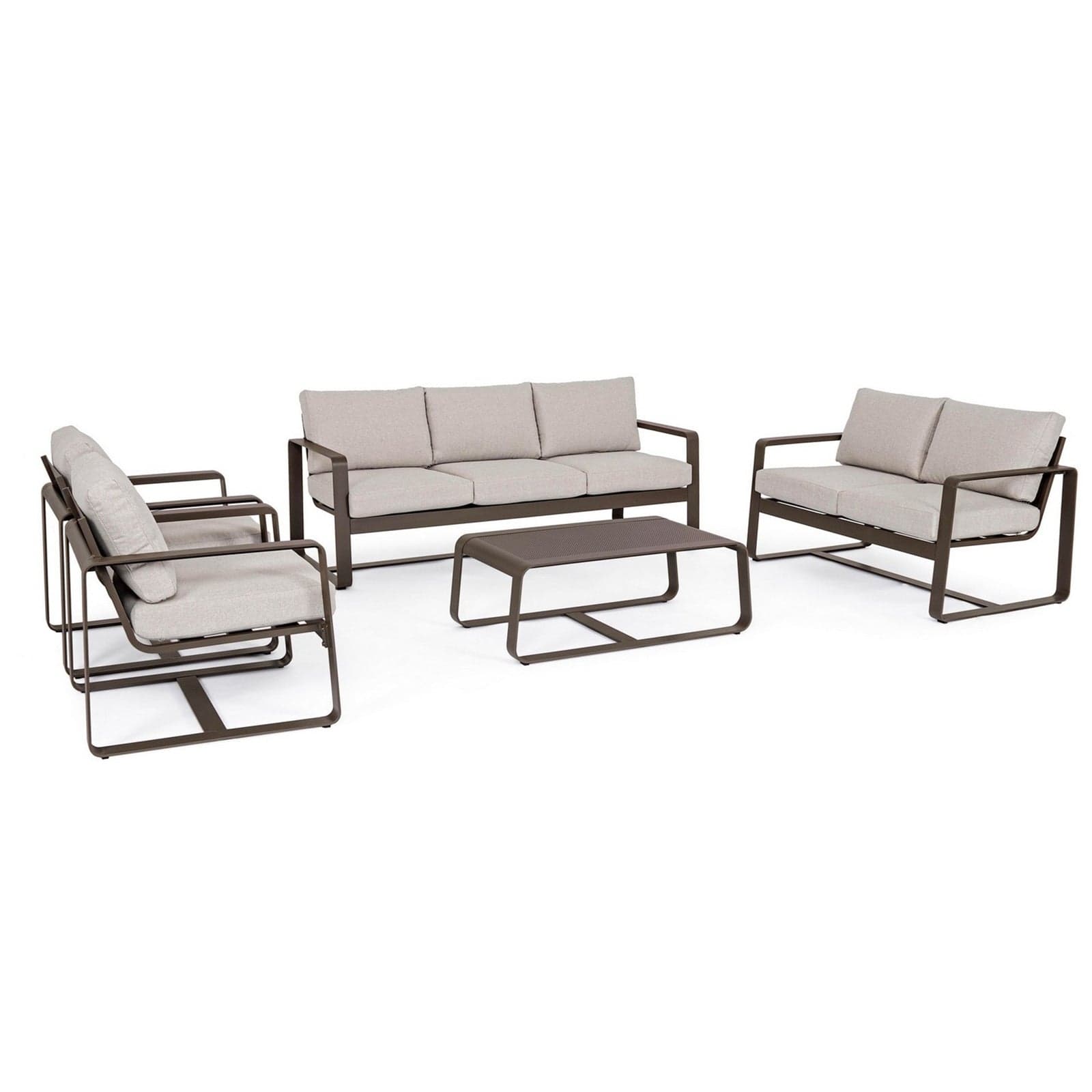 Salottino con cuscini "Merrigan" in alluminio verniciato da giardino e veranda in Set di mobili Decor Space - Altamura, commercioVirtuoso.it