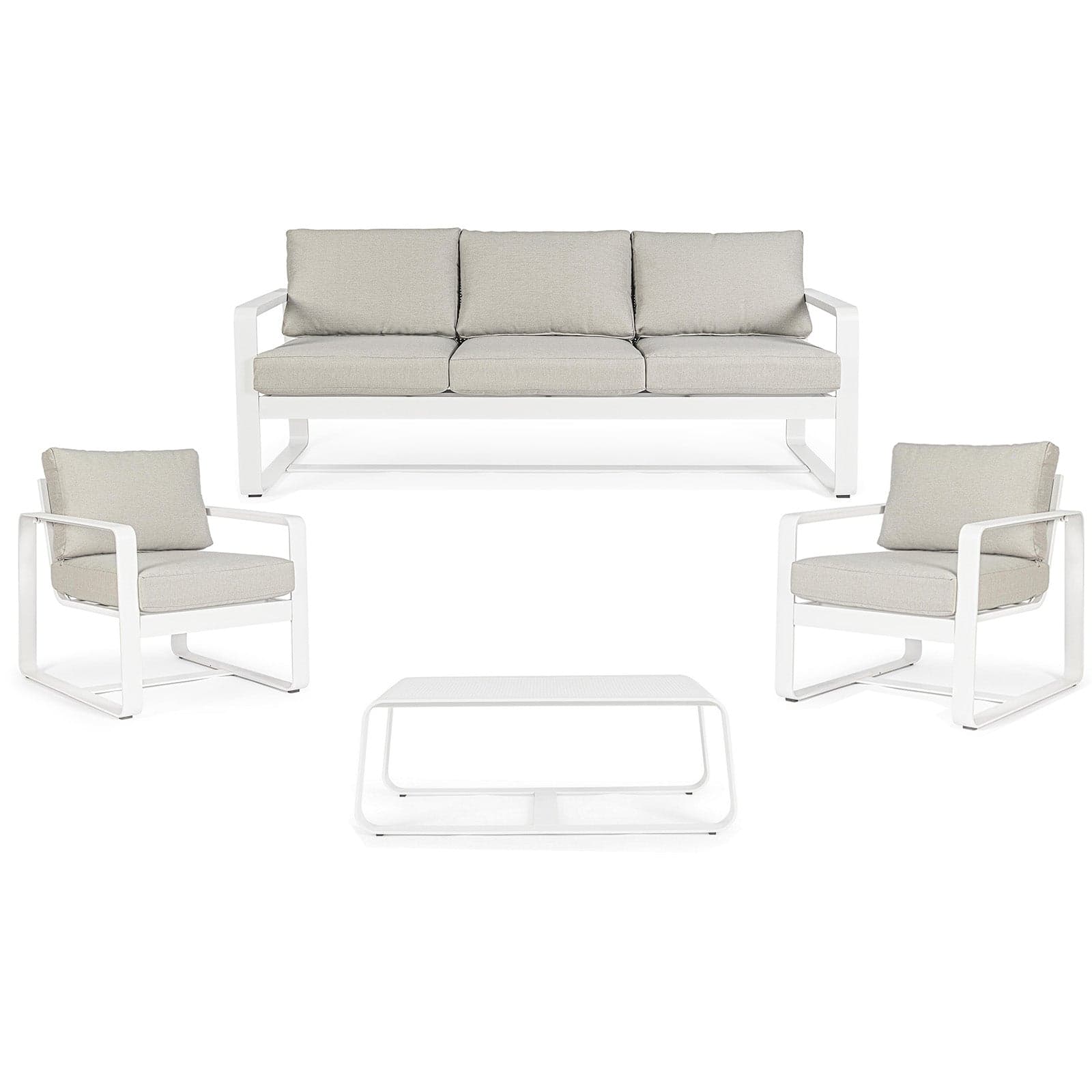 Salottino con cuscini "Merrigan" in alluminio verniciato da giardino e veranda in Set di mobili Decor Space - Altamura, commercioVirtuoso.it