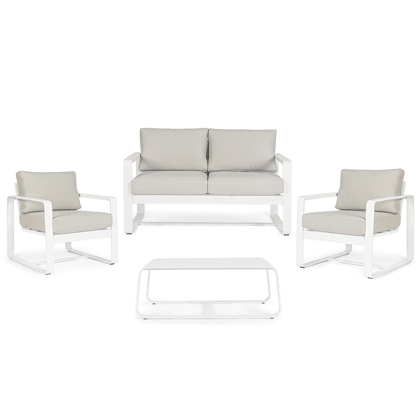 Salottino con cuscini "Merrigan" in alluminio verniciato da giardino e veranda in Set di mobili Decor Space - Altamura, commercioVirtuoso.it