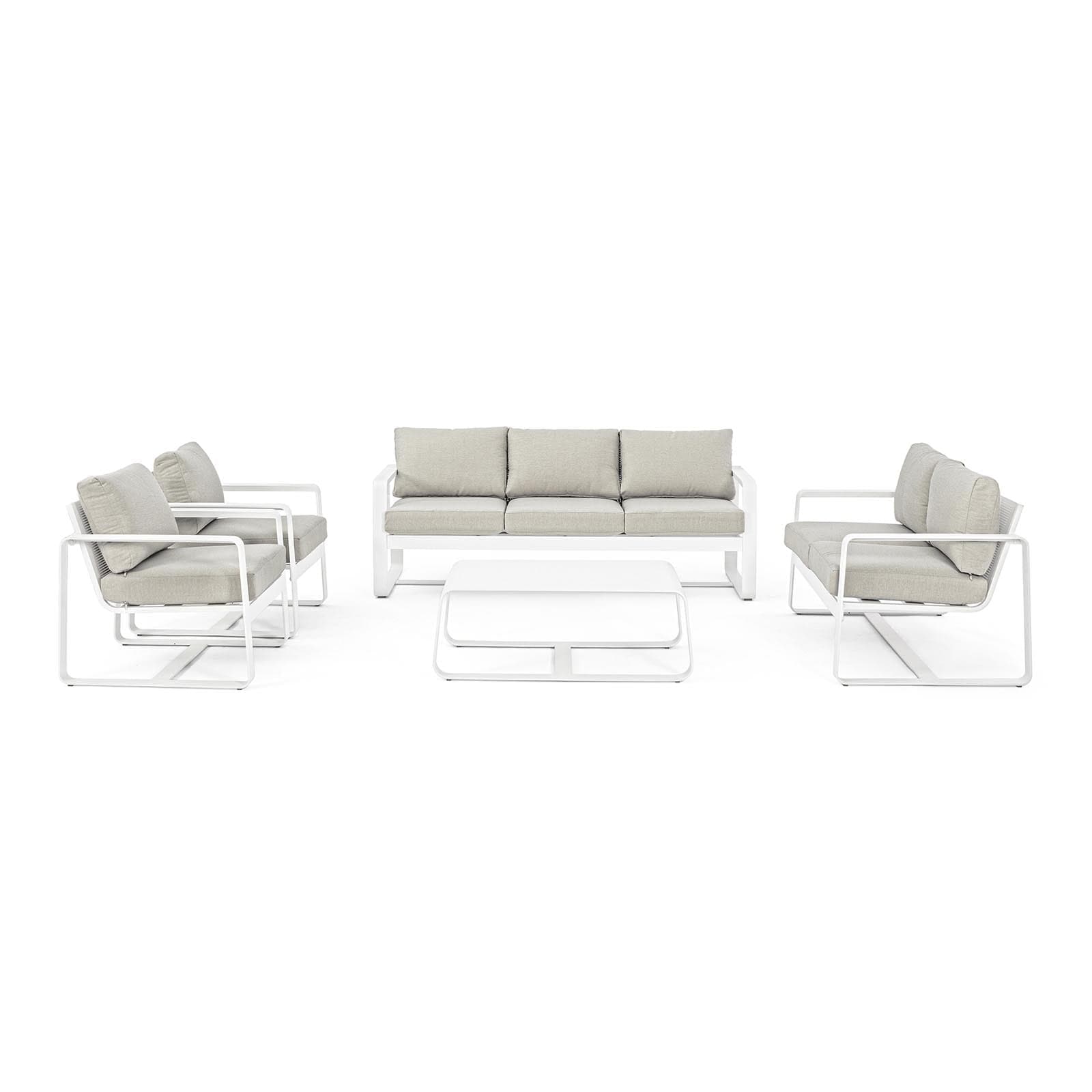 Salottino con cuscini "Merrigan" in alluminio verniciato da giardino e veranda in Set di mobili Decor Space - Altamura, commercioVirtuoso.it