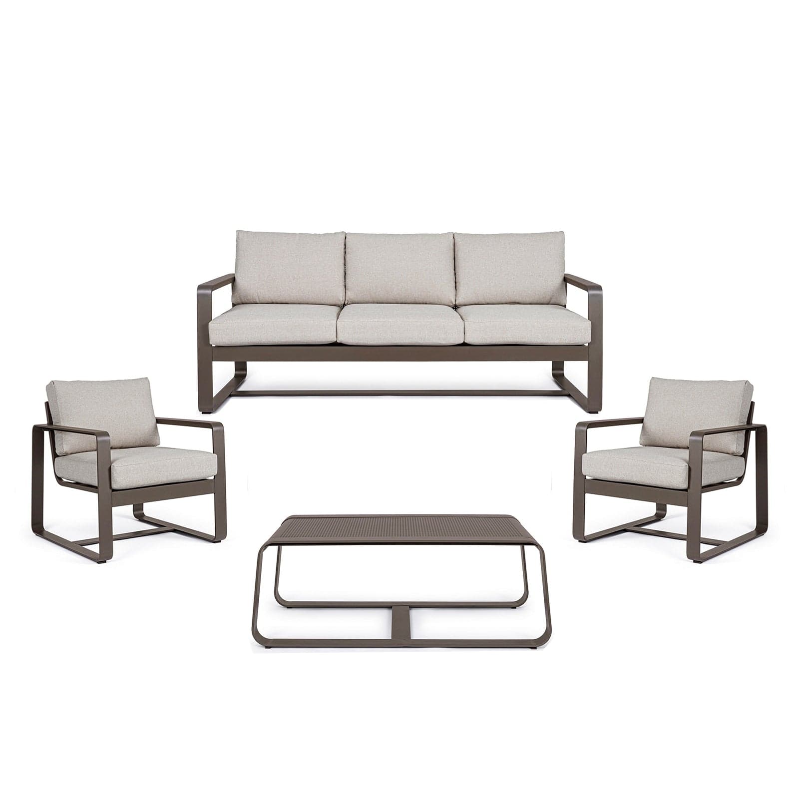 Salottino con cuscini "Merrigan" in alluminio verniciato da giardino e veranda in Set di mobili Decor Space - Altamura, commercioVirtuoso.it