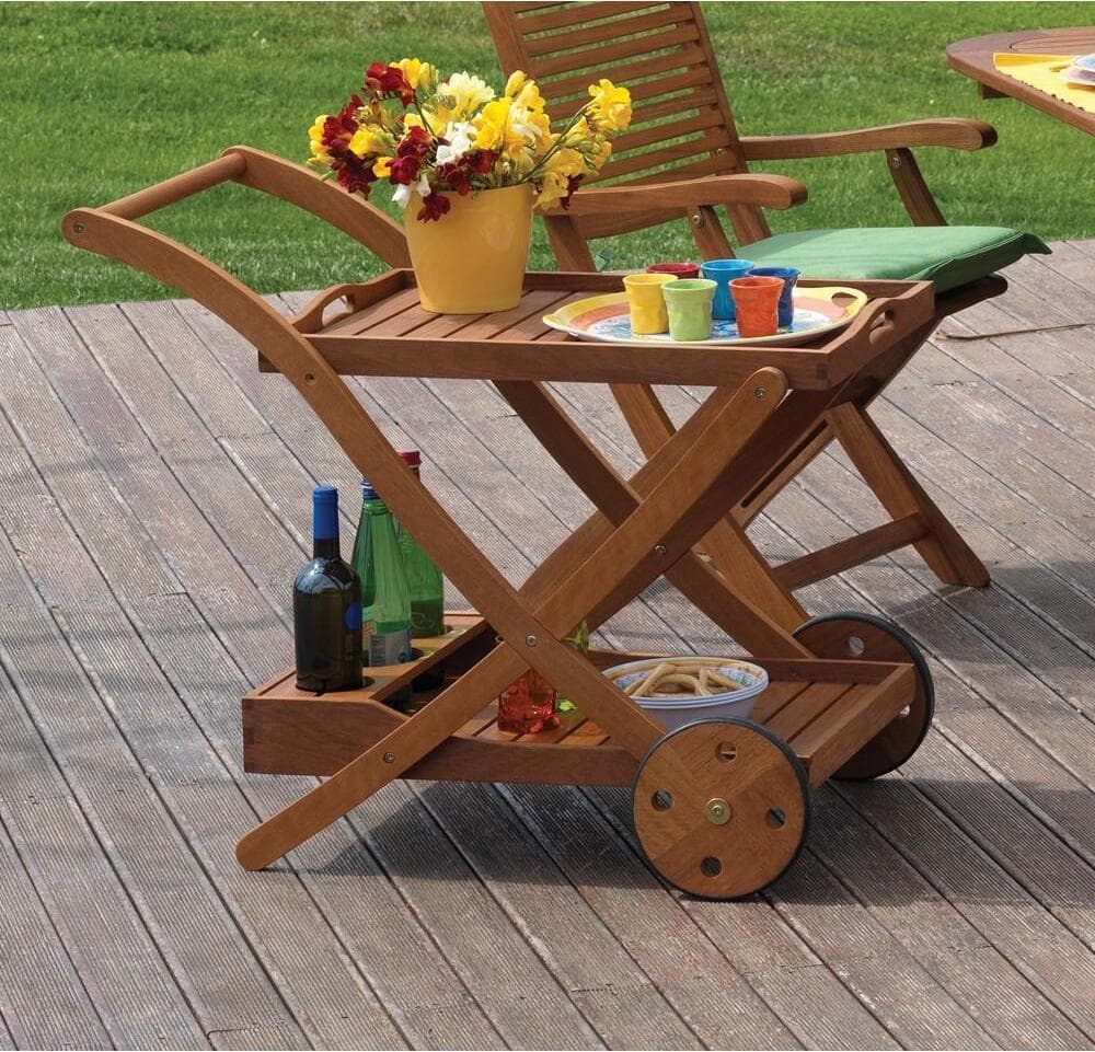 Carrello Porta Vivande in Legno Di Acacia Con Ruote per Giardino E Piscina Giardino e giardinaggio/Arredamento da giardino e accessori/Tavoli e tavolini/Tavoli standard Decor Space - Altamura, Commerciovirtuoso.it