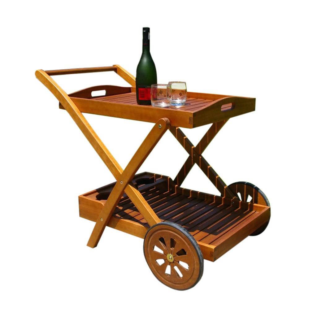 Carrello porta vivande in legno di Acacia con ruote per giardino e piscina in Tavoli standard Decor Space - Altamura, commercioVirtuoso.it