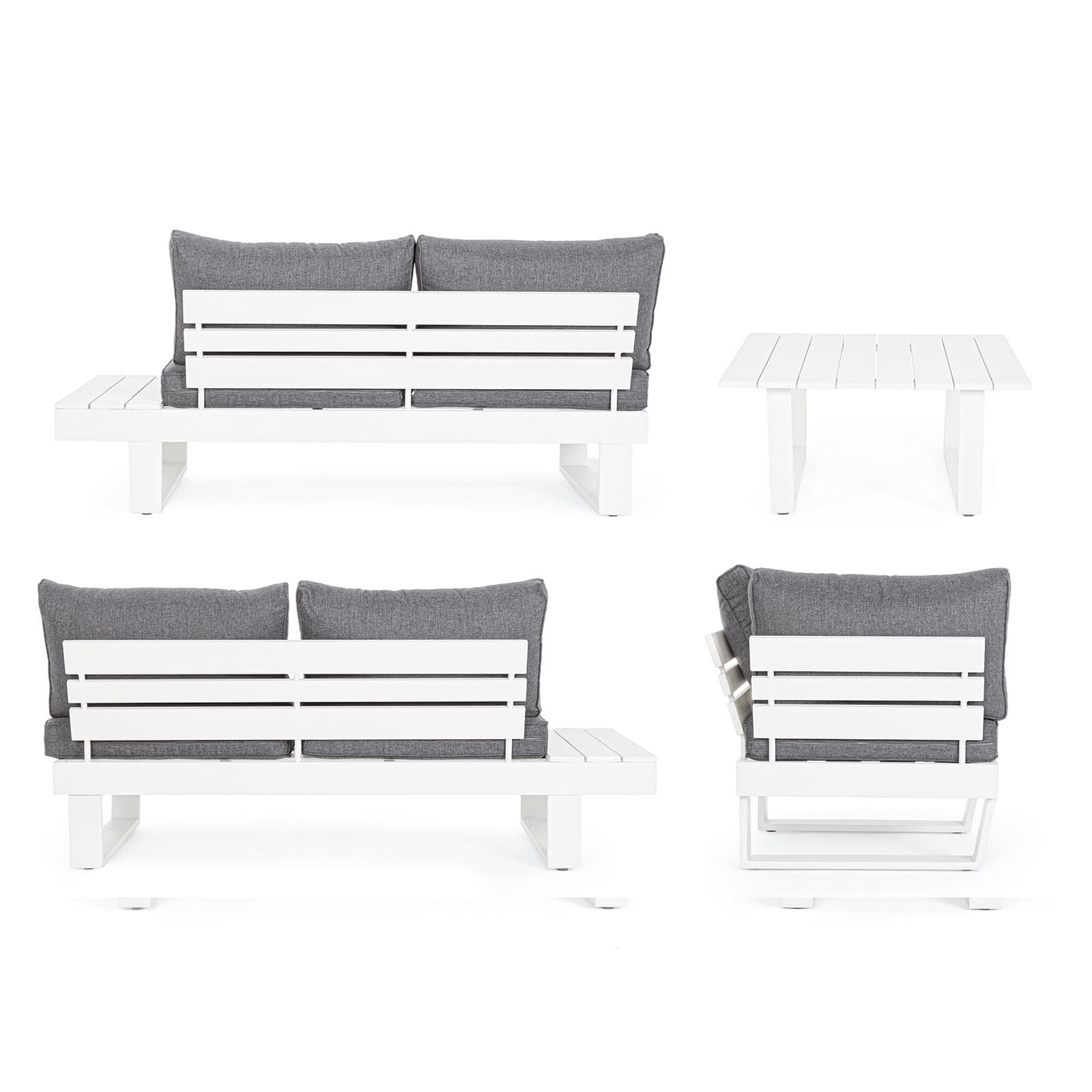 Salottino angolare da giardino "Crozet" in alluminio verniciato a polvere per giardino e veranda - 13