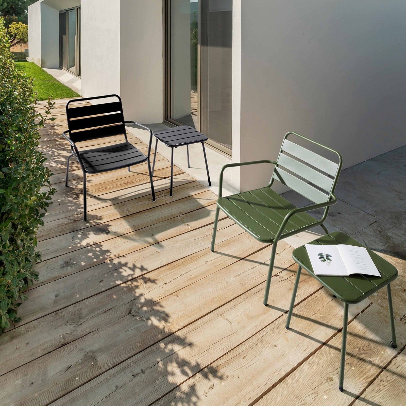 Salottino "Marlyn" in acciaio verniciato a polvere per giardino e balcone finitura opaca Giardino e giardinaggio/Arredamento da giardino e accessori/Set di mobili Decor Space - Altamura, Commerciovirtuoso.it