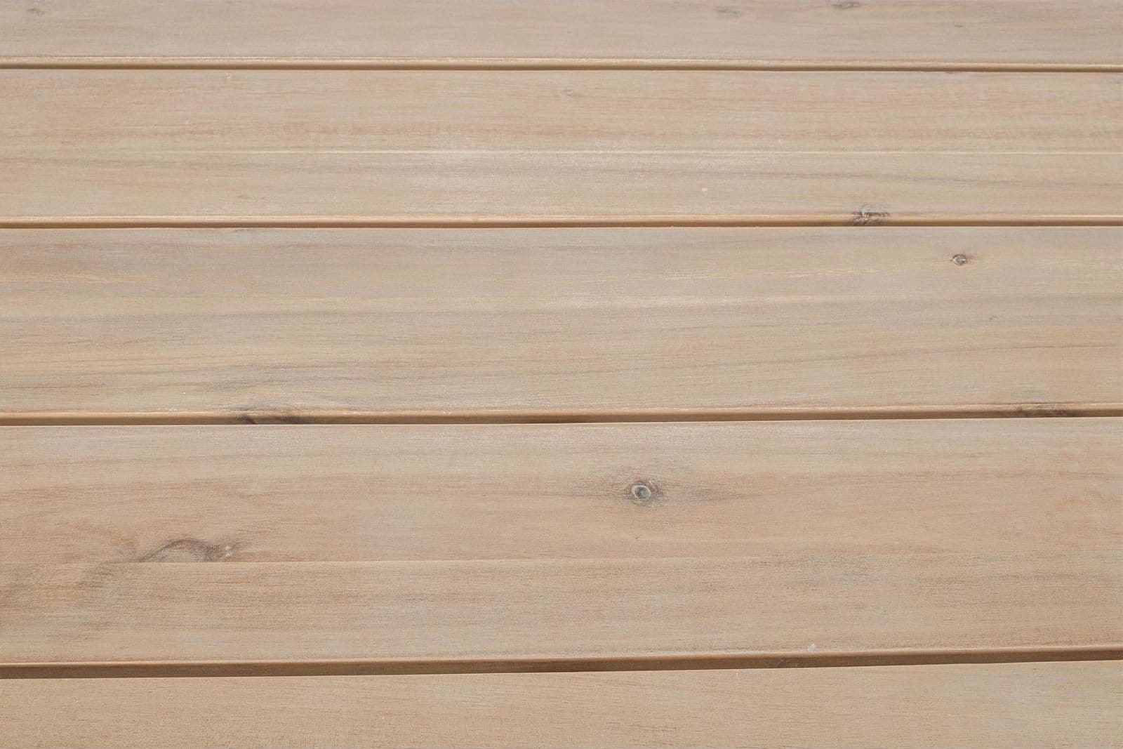 Tavolo quadrato moderno "Kailani" in alluminio verniciato nero e doghe in legno di acacia in Tavoli standard Decor Space - Altamura, commercioVirtuoso.it