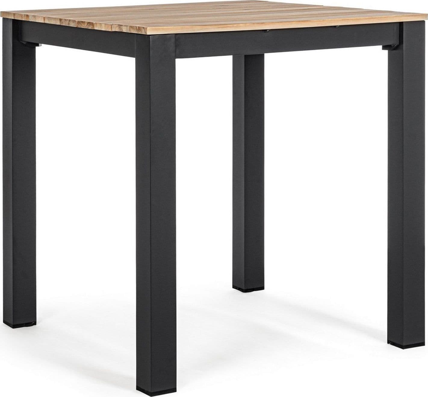 Tavolo quadrato moderno "Kailani" in alluminio verniciato nero e doghe in legno di acacia in Tavoli standard Decor Space - Altamura, commercioVirtuoso.it