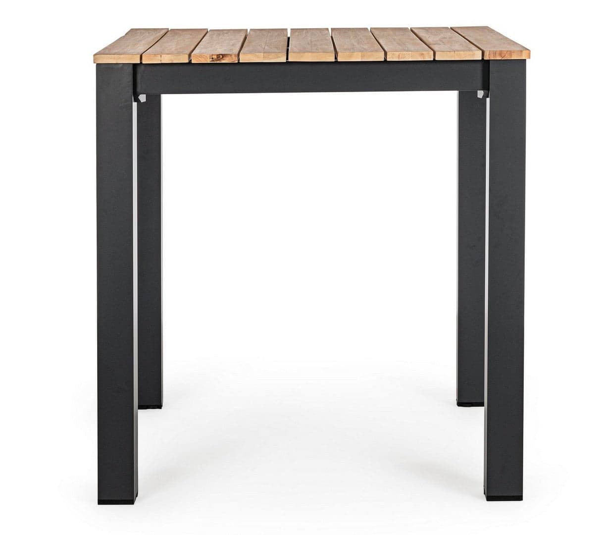 Tavolo quadrato moderno "Kailani" in alluminio verniciato nero e doghe in legno di acacia in Tavoli standard Decor Space - Altamura, commercioVirtuoso.it