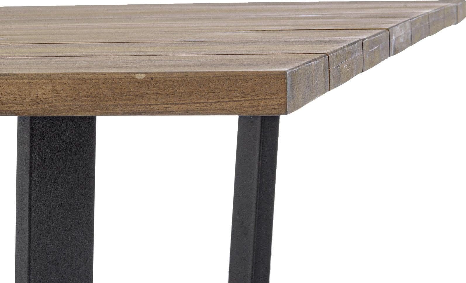 Tavolo quadrato moderno "Helsinki" in acciaio verniciato nero e doghe in legno 130 cm in Tavoli standard Decor Space - Altamura, commercioVirtuoso.it