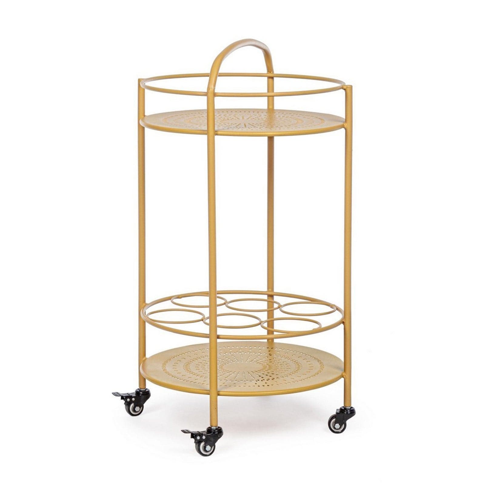 Carrello portatile "Burton" porta bottiglie e calici da vino h 81 cm - 25