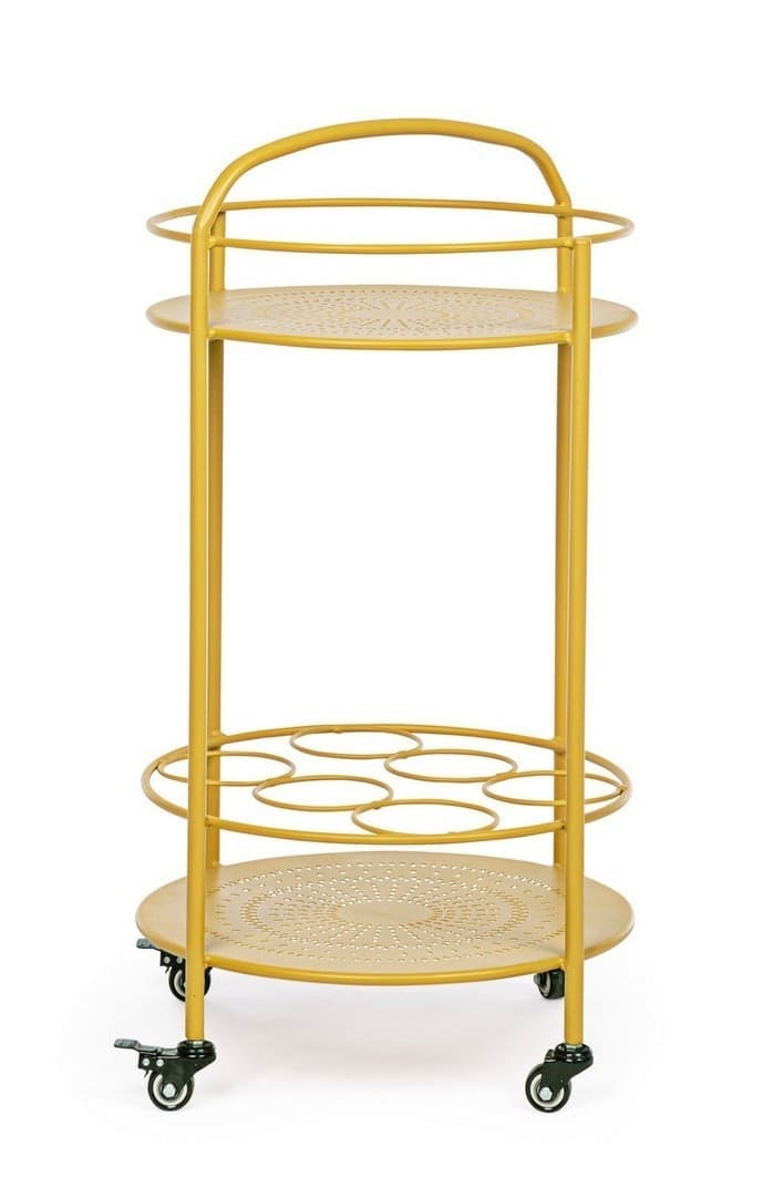 Carrello portatile "Burton" porta bottiglie e calici da vino h 81 cm - 22