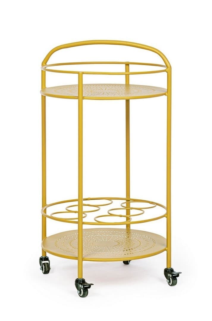 Carrello portatile "Burton" porta bottiglie e calici da vino h 81 cm - 23