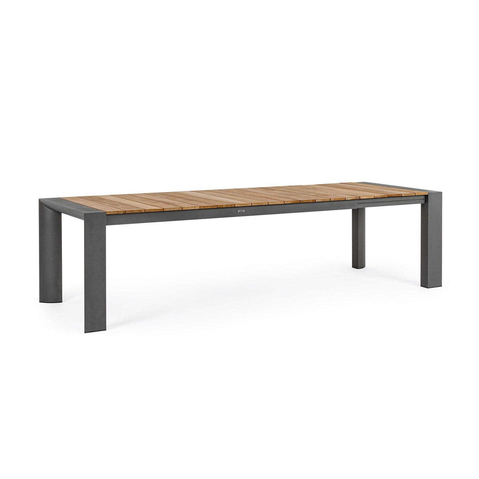 Tavolo allungabile "Cameron" con struttura in alluminio, piano in teak, stile moderno - 21
