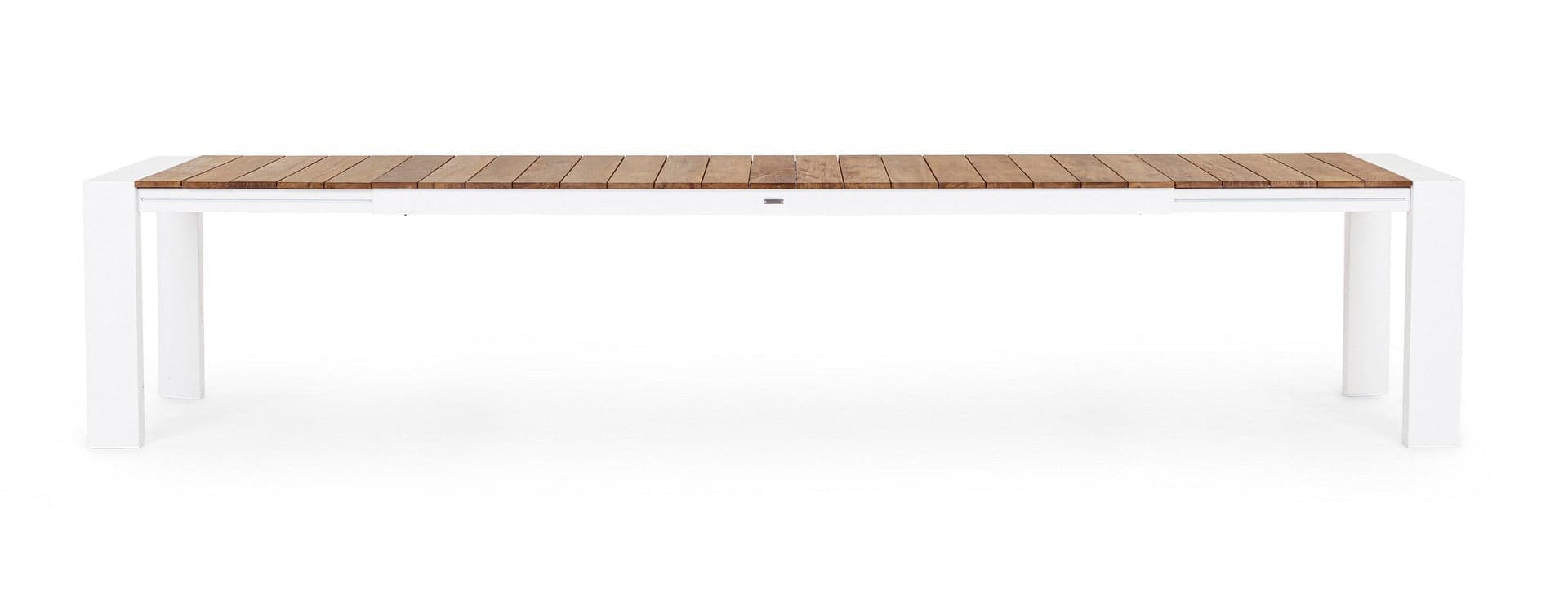 Tavolo allungabile "Cameron" con struttura in alluminio, piano in teak, stile moderno in Tavoli da sala da pranzo Decor Space - Altamura, commercioVirtuoso.it
