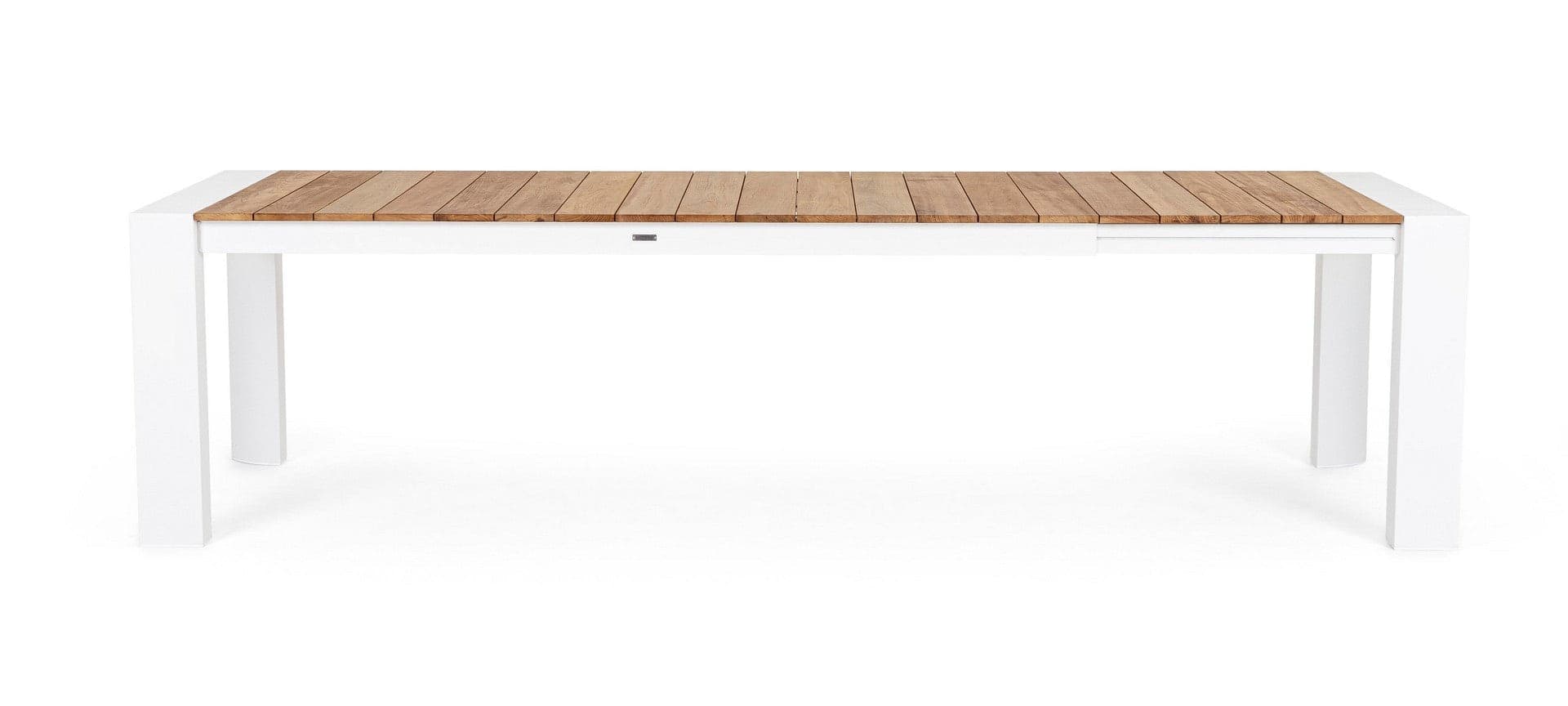 Tavolo allungabile "Cameron" con struttura in alluminio, piano in teak, stile moderno - 28