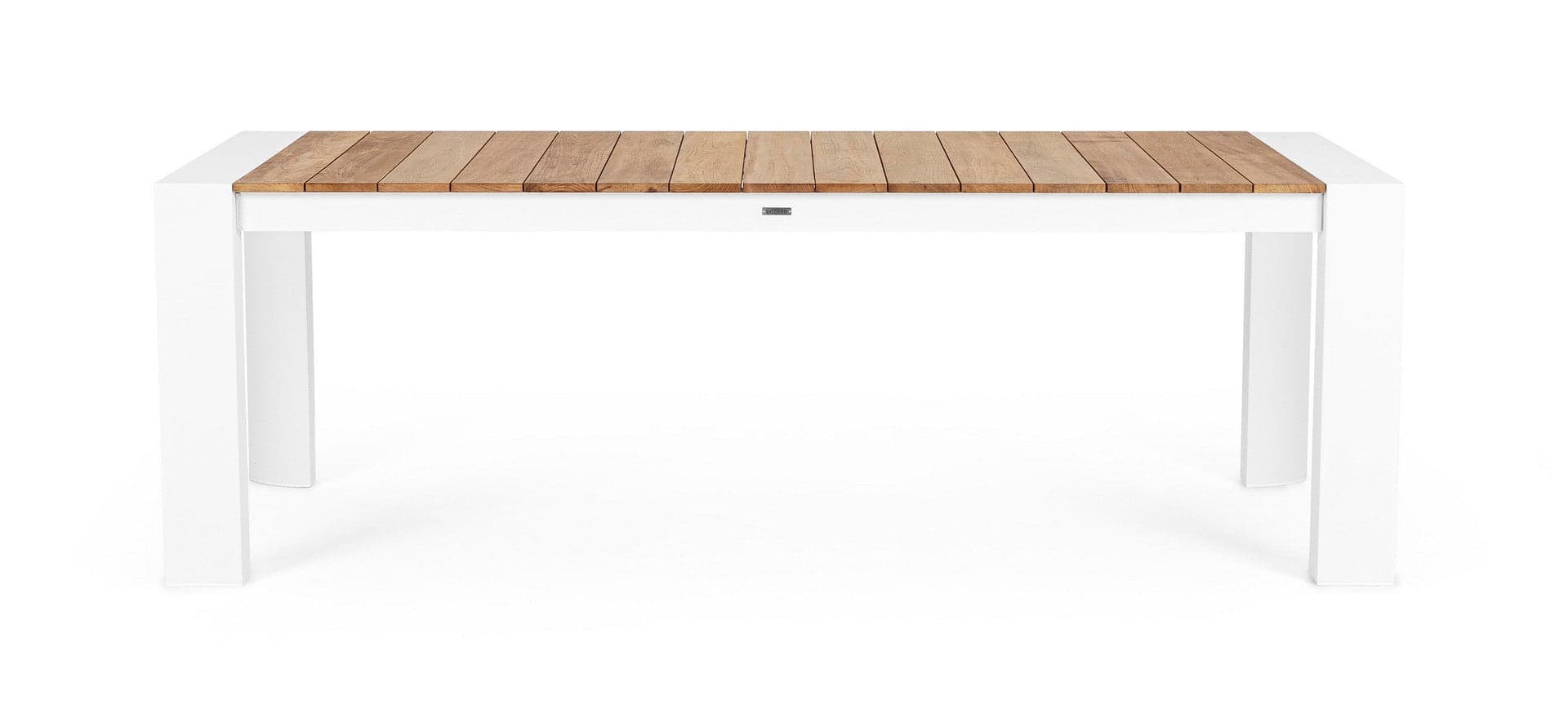 Tavolo allungabile "Cameron" con struttura in alluminio, piano in teak, stile moderno - 29